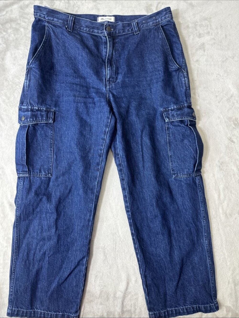 Madewell low slung cargo jeans women’s size 32 dark wash relaxed baggy y2k